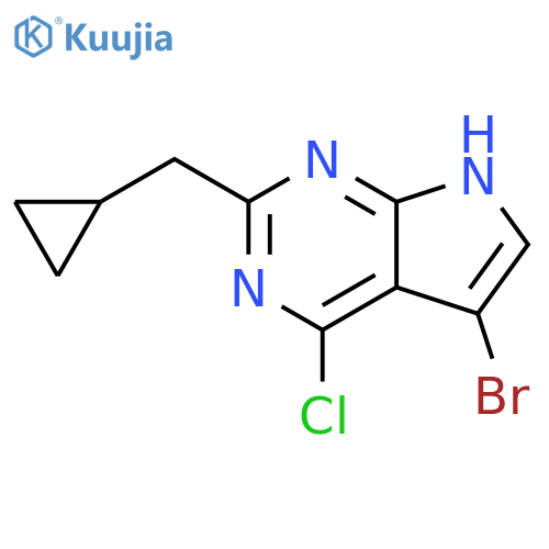 7H-Pyrrolo[2,3-d]pyrimidine, 5-bromo-4-chloro-2-(cyclopropylmethyl)- structure