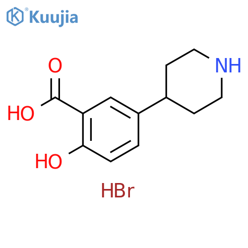 Benzoic acid, 2-hydroxy-5-(4-piperidinyl)-, hydrobromide (1:1) structure