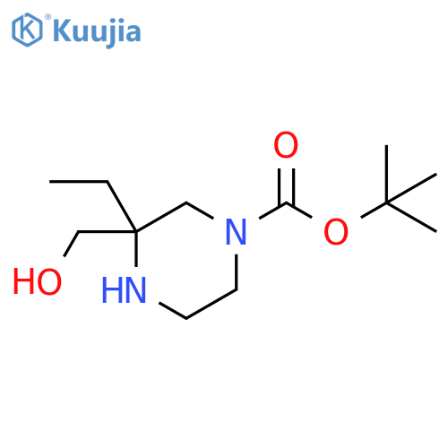 1-Piperazinecarboxylic acid, 3-ethyl-3-(hydroxymethyl)-, 1,1-dimethylethyl ester structure