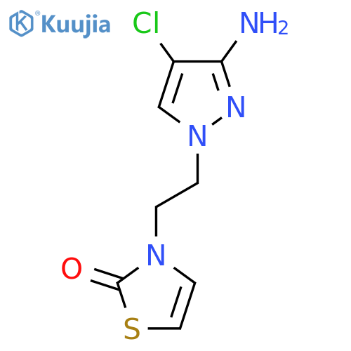 3-2-(3-amino-4-chloro-1H-pyrazol-1-yl)ethyl-2,3-dihydro-1,3-thiazol-2-one structure