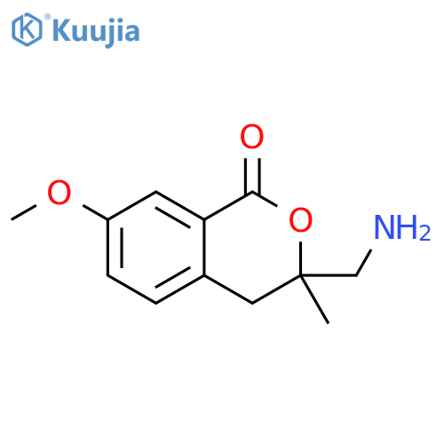 1H-2-Benzopyran-1-one, 3-(aminomethyl)-3,4-dihydro-7-methoxy-3-methyl- structure