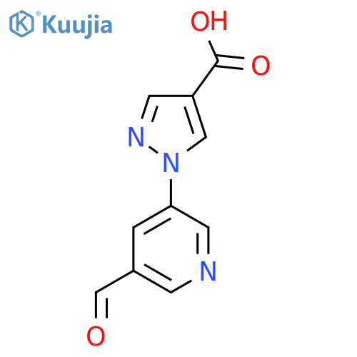 1-(5-formylpyridin-3-yl)-1H-pyrazole-4-carboxylic acid structure