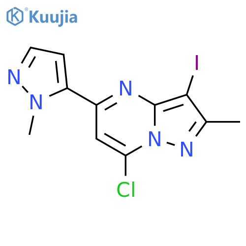 5-{7-chloro-3-iodo-2-methylpyrazolo1,5-apyrimidin-5-yl}-1-methyl-1H-pyrazole structure