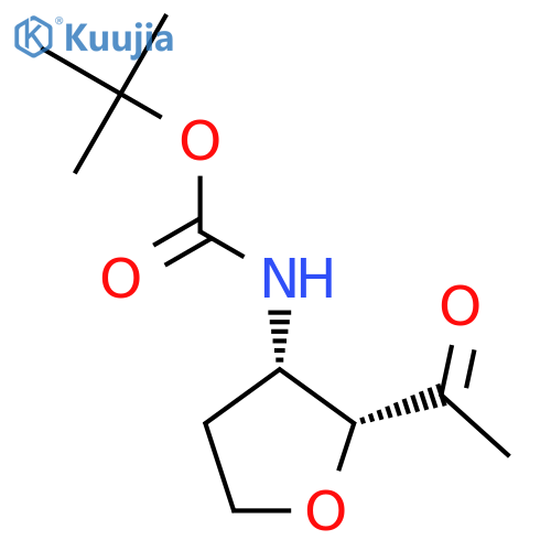 rac-tert-butyl N-[(2R,3S)-2-acetyloxolan-3-yl]carbamate structure