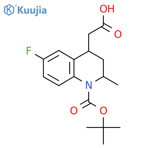 2-{1-(tert-butoxy)carbonyl-6-fluoro-2-methyl-1,2,3,4-tetrahydroquinolin-4-yl}acetic acid structure