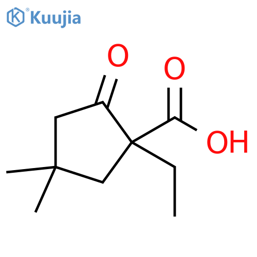 Cyclopentanecarboxylic acid, 1-ethyl-4,4-dimethyl-2-oxo- structure