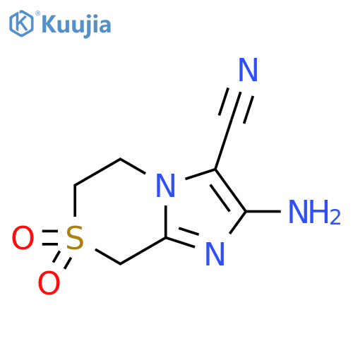 2-amino-7,7-dioxo-5H,6H,8H-7lambda6-imidazo2,1-c1,4thiazine-3-carbonitrile structure