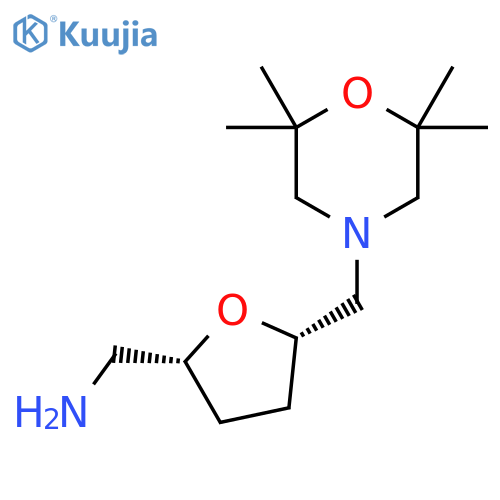 rac-[(2R,5S)-5-[(2,2,6,6-tetramethylmorpholin-4-yl)methyl]oxolan-2-yl]methanamine structure