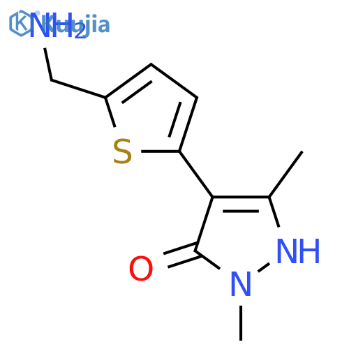 4-[5-(aminomethyl)thiophen-2-yl]-1,3-dimethyl-1H-pyrazol-5-ol structure
