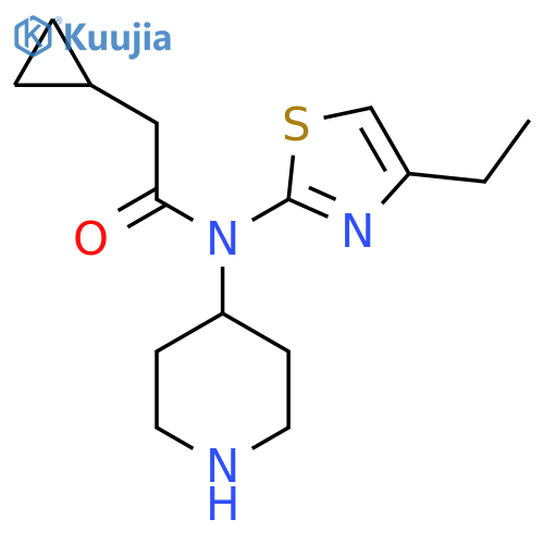 2-cyclopropyl-N-(4-ethyl-1,3-thiazol-2-yl)-N-(piperidin-4-yl)acetamide structure
