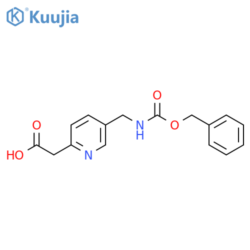 2-[5-({[(Benzyloxy)carbonyl]amino}methyl)pyridin-2-yl]acetic acid structure