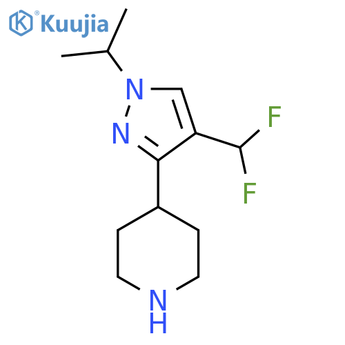 4-4-(difluoromethyl)-1-(propan-2-yl)-1H-pyrazol-3-ylpiperidine structure