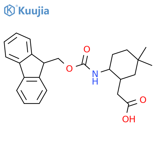 2-[2-({[(9H-fluoren-9-yl)methoxy]carbonyl}amino)-5,5-dimethylcyclohexyl]acetic acid structure