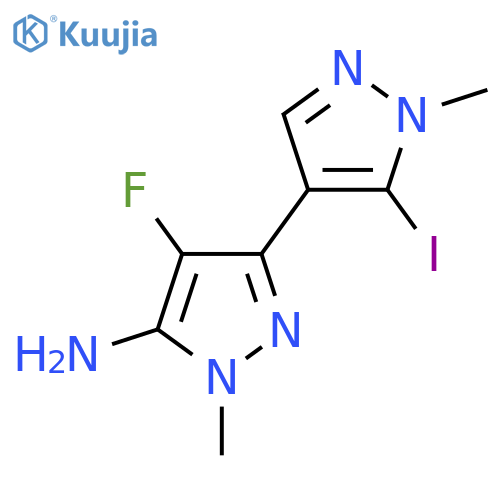 4-fluoro-3-(5-iodo-1-methyl-1H-pyrazol-4-yl)-1-methyl-1H-pyrazol-5-amine structure