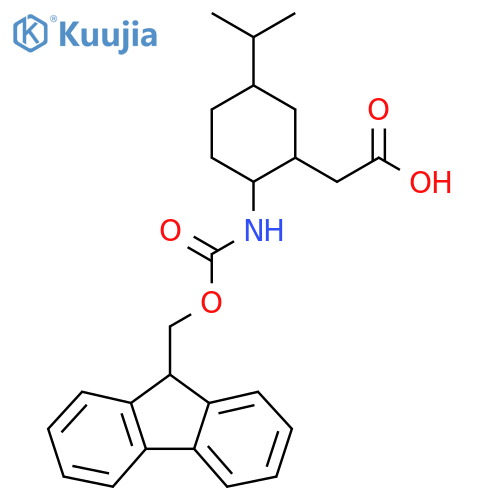 2-[2-({[(9H-fluoren-9-yl)methoxy]carbonyl}amino)-5-(propan-2-yl)cyclohexyl]acetic acid structure
