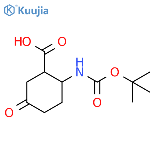 2-{[(Tert-butoxy)carbonyl]amino}-5-oxocyclohexane-1-carboxylic acid structure