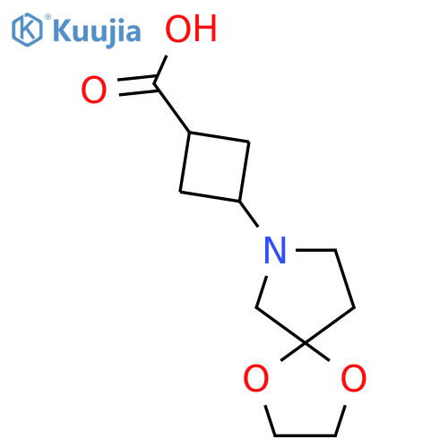 3-{1,4-dioxa-7-azaspiro4.4nonan-7-yl}cyclobutane-1-carboxylic acid structure
