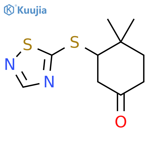 4,4-Dimethyl-3-(1,2,4-thiadiazol-5-ylsulfanyl)cyclohexan-1-one structure