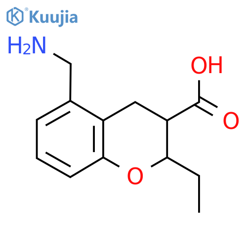 5-(aminomethyl)-2-ethyl-3,4-dihydro-2H-1-benzopyran-3-carboxylic acid structure