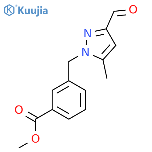 methyl 3-[(3-formyl-5-methyl-1H-pyrazol-1-yl)methyl]benzoate structure
