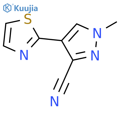 1-methyl-4-(1,3-thiazol-2-yl)-1H-pyrazole-3-carbonitrile structure