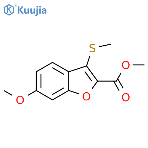 2-Benzofurancarboxylic acid, 6-methoxy-3-(methylthio)-, methyl ester structure