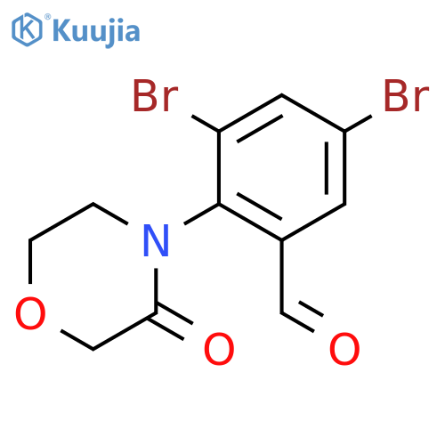 3,5-dibromo-2-(3-oxomorpholin-4-yl)benzaldehyde structure