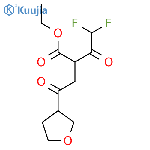 ethyl 4,4-difluoro-3-oxo-2-2-oxo-2-(oxolan-3-yl)ethylbutanoate structure