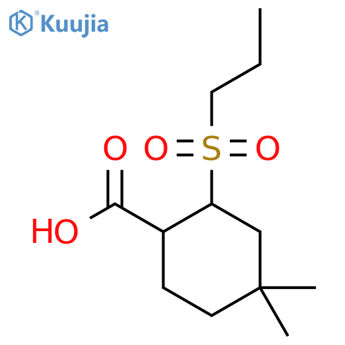 4,4-Dimethyl-2-(propane-1-sulfonyl)cyclohexane-1-carboxylic acid structure