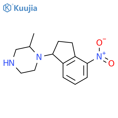 2-methyl-1-(4-nitro-2,3-dihydro-1H-inden-1-yl)piperazine structure