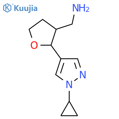 [2-(1-cyclopropyl-1H-pyrazol-4-yl)oxolan-3-yl]methanamine structure