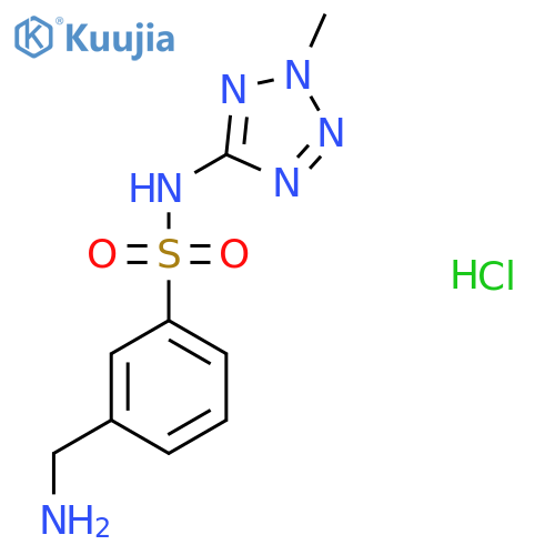 3-(aminomethyl)-N-(2-methyl-2H-1,2,3,4-tetrazol-5-yl)benzene-1-sulfonamide hydrochloride structure