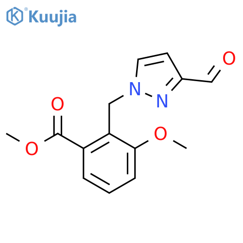 methyl 2-[(3-formyl-1H-pyrazol-1-yl)methyl]-3-methoxybenzoate structure