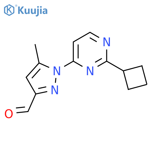 1-(2-cyclobutylpyrimidin-4-yl)-5-methyl-1H-pyrazole-3-carbaldehyde structure