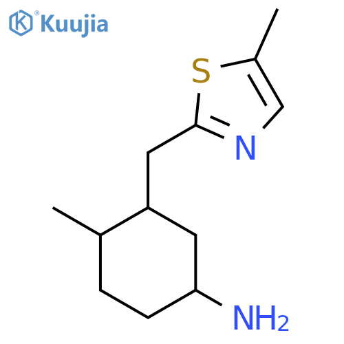 4-Methyl-3-[(5-methyl-1,3-thiazol-2-yl)methyl]cyclohexan-1-amine structure