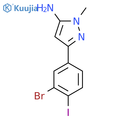 3-(3-bromo-4-iodophenyl)-1-methyl-1H-pyrazol-5-amine structure