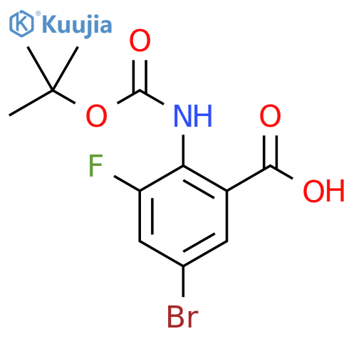 5-bromo-2-{(tert-butoxy)carbonylamino}-3-fluorobenzoic acid structure