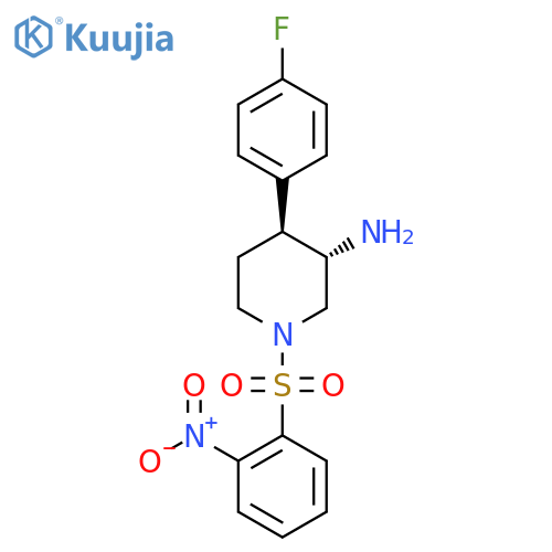 rac-(3R,4R)-4-(4-fluorophenyl)-1-(2-nitrobenzenesulfonyl)piperidin-3-amine structure