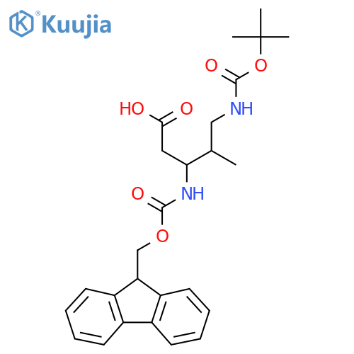 5-{(tert-butoxy)carbonylamino}-3-({(9H-fluoren-9-yl)methoxycarbonyl}amino)-4-methylpentanoic acid structure