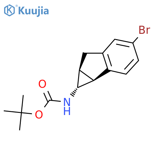 rac-tert-butyl N-(1R,1aS,6aS)-4-bromo-1H,1aH,6H,6aH-cyclopropaainden-1-ylcarbamate structure