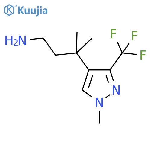 3-methyl-3-1-methyl-3-(trifluoromethyl)-1H-pyrazol-4-ylbutan-1-amine structure