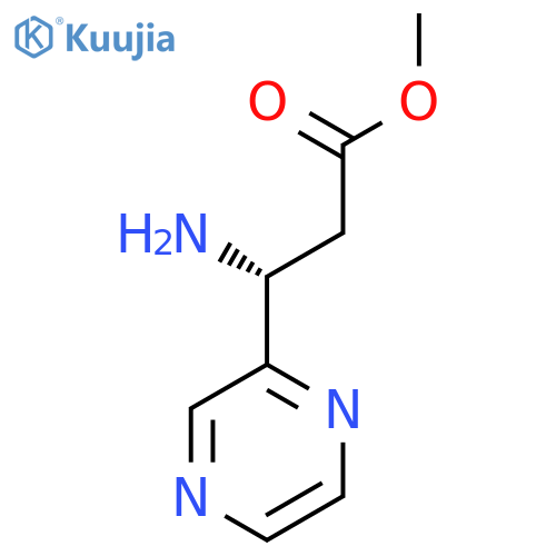 methyl (3R)-3-amino-3-(pyrazin-2-yl)propanoate structure