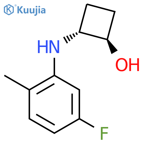trans-2-[(5-Fluoro-2-methylphenyl)amino]cyclobutan-1-ol structure