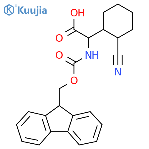 2-(2-cyanocyclohexyl)-2-({(9H-fluoren-9-yl)methoxycarbonyl}amino)acetic acid structure