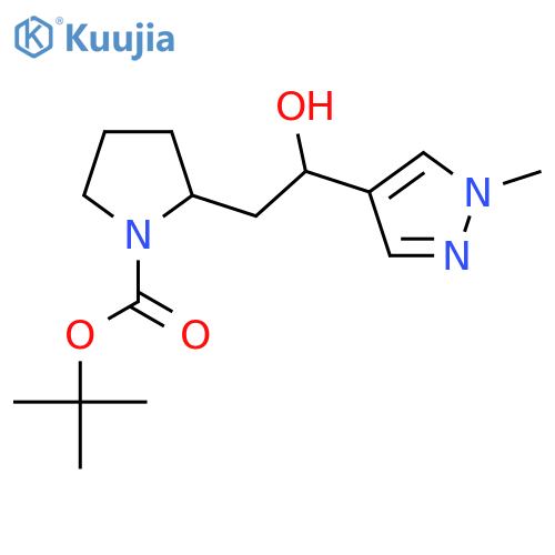 tert-butyl 2-2-hydroxy-2-(1-methyl-1H-pyrazol-4-yl)ethylpyrrolidine-1-carboxylate structure