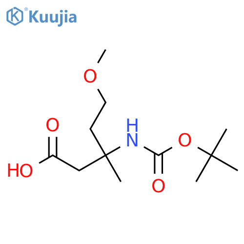 3-{(tert-butoxy)carbonylamino}-5-methoxy-3-methylpentanoic acid structure
