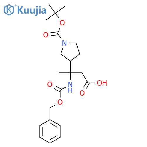 3-{(benzyloxy)carbonylamino}-3-{1-(tert-butoxy)carbonylpyrrolidin-3-yl}butanoic acid structure