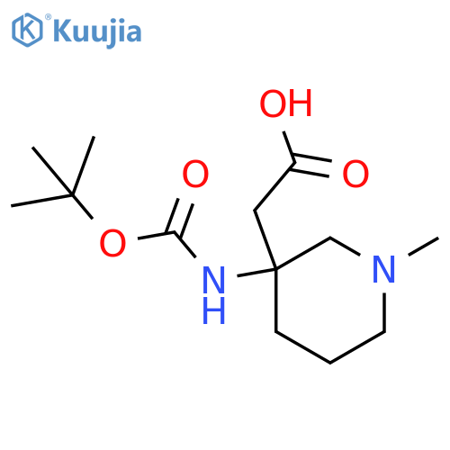 2-(3-{(tert-butoxy)carbonylamino}-1-methylpiperidin-3-yl)acetic acid structure