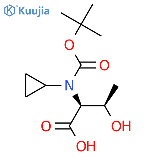 (2S,3R)-2-{(tert-butoxy)carbonyl(cyclopropyl)amino}-3-hydroxybutanoic acid structure