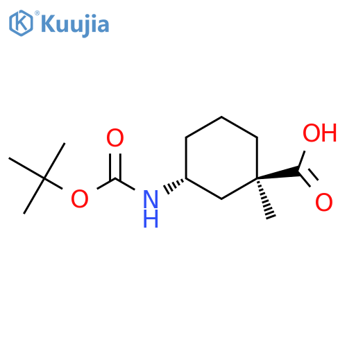 (1R,3R)-3-{[(tert-butoxy)carbonyl]amino}-1-methylcyclohexane-1-carboxylic acid structure